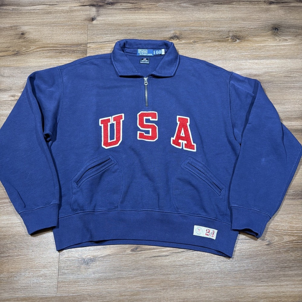 Polo Ralph Lauren Sweatshirt Womens XL Team USA 2024 Olympics‎ 1/4 Zip Pullover